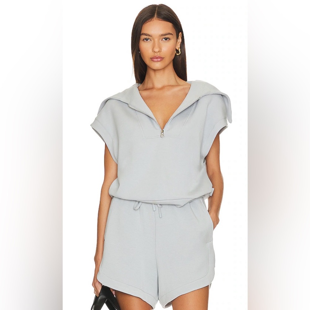 Varley Light Blue Short Sleeve Zip Polo and Shorts Set - Picture 2 of 14